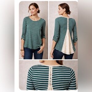 Anthropologie Meadow Rue Striped Lace Cassia Top